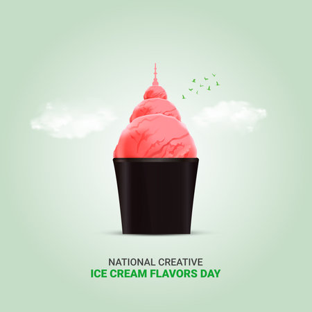 National Creative Ice Cream Flavors Day. National Creative Ice Cream Flavors Day creative  ads. july 1. vector, 3d illustrationのイラスト素材