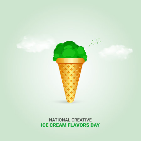 National Creative Ice Cream Flavors Day. National Creative Ice Cream Flavors Day creative  ads. july 1. vector, 3d illustrationのイラスト素材