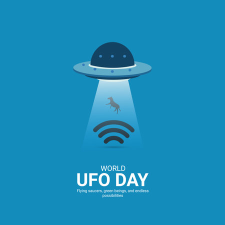 World UFO Day creative ads. World UFO Day. July 2. vector 3d illustrationのイラスト素材