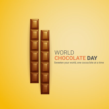 World Chocolate Day. World Chocolate Day Creative ads design. July 7, Chocolate Background Vector 3d Illustrationのイラスト素材
