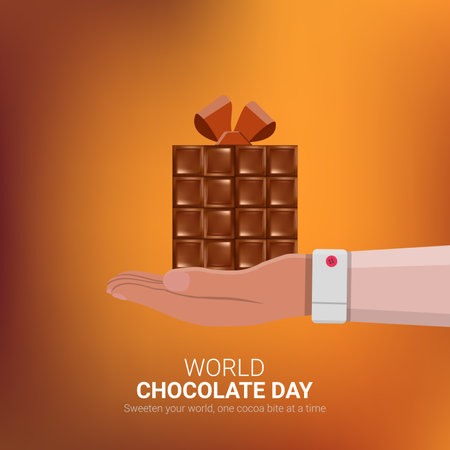 World Chocolate Day. World Chocolate Day Creative ads design. July 7, Chocolate Background Vector 3d Illustrationのイラスト素材