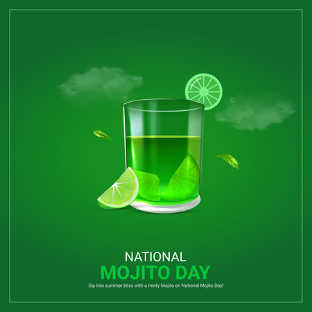 National Mojito Day. National Mojito Day creative ads design, july 11, vector 3d illustrationのイラスト素材