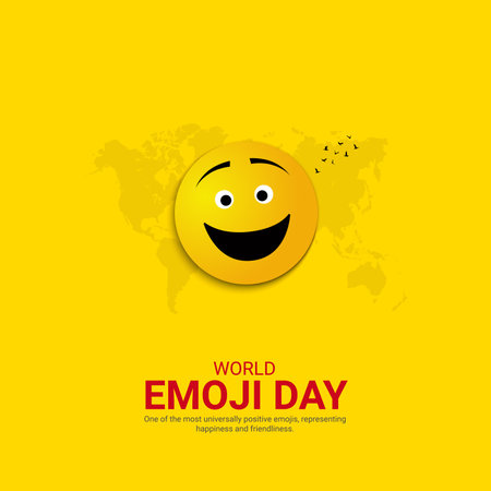 World Emoji Day creative ads design. World Emoji Day, July 17, vector, 3d illustrationのイラスト素材