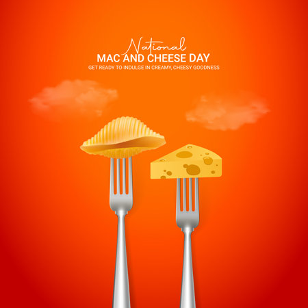 national mac and cheese day. national mac and cheese day creative ads designのイラスト素材