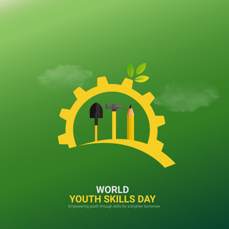 world youth skills day. world youth skills day creative ads design, july 15, vector, 3d illustrationのイラスト素材