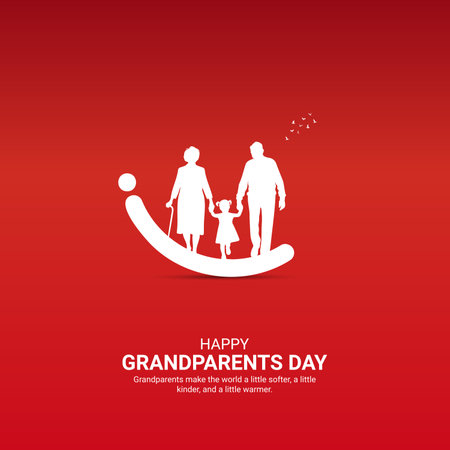 Grandparents day Creative Ads. Grandparents day. 28 July. vector 3d illustrationのイラスト素材