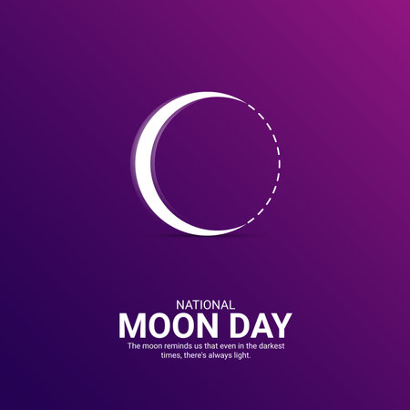 National Moon Day Creative Ads. National Moon Day. 20 July. vector 3d illustrationのイラスト素材