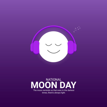 National Moon Day Creative Ads. National Moon Day. 20 July. vector 3d illustrationのイラスト素材