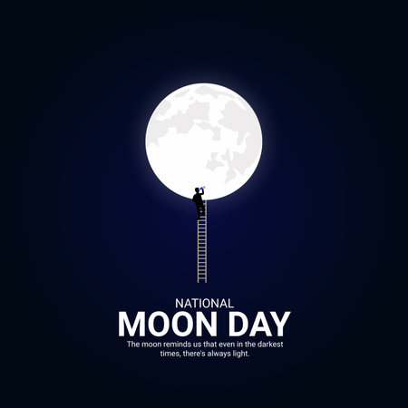 National Moon Day Creative Ads. National Moon Day. 20 July. vector 3d illustrationのイラスト素材