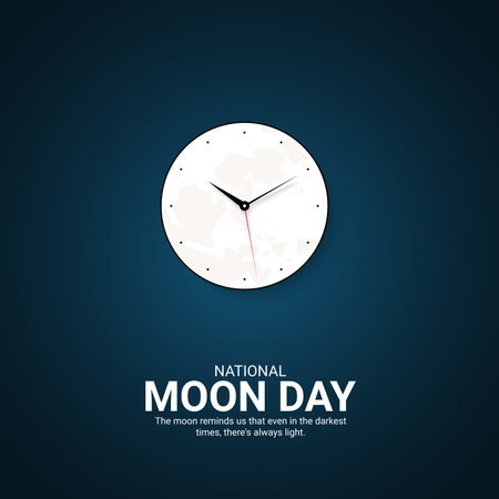 National Moon Day Creative Ads. National Moon Day. 20 July. vector 3d illustrationのイラスト素材