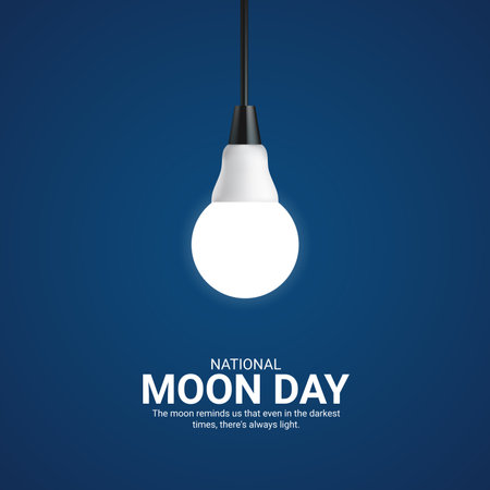 National Moon Day Creative Ads. National Moon Day. 20 July. vector 3d illustrationのイラスト素材