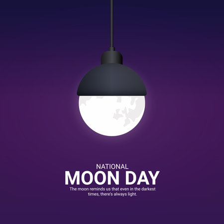 National Moon Day Creative Ads. National Moon Day. 20 July. vector 3d illustrationのイラスト素材