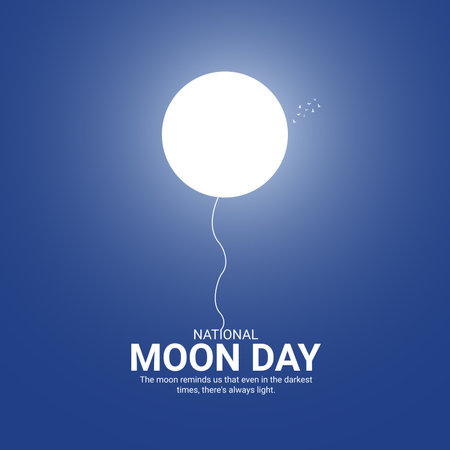 National Moon Day Creative Ads. National Moon Day. 20 July. vector 3d illustrationのイラスト素材