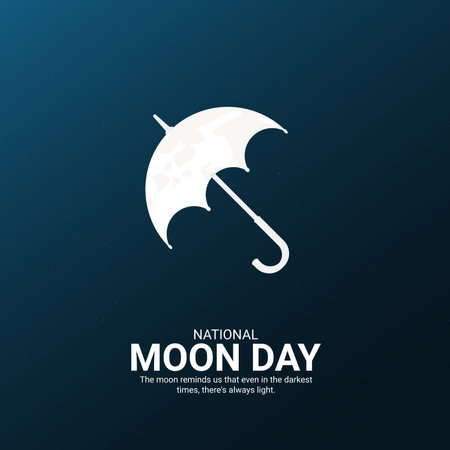 National Moon Day Creative Ads. National Moon Day. 20 July. vector 3d illustrationのイラスト素材