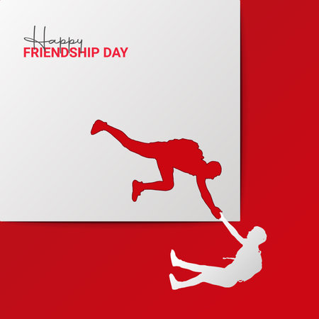 Friendship day creative ads design. Friendship day, on July 30. Waving flag. Vector illustration.のイラスト素材