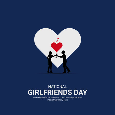 National Girlfriends Day creative ads. National Girlfriends Day. August 1. vector 3d illustrationのイラスト素材
