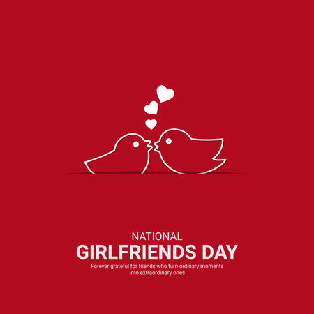 National Girlfriends Day creative ads. National Girlfriends Day. August 1. vector 3d illustrationのイラスト素材