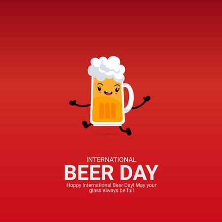 creative ads International Beer Day. International Beer Day. August 5. vector 3d illustrationのイラスト素材