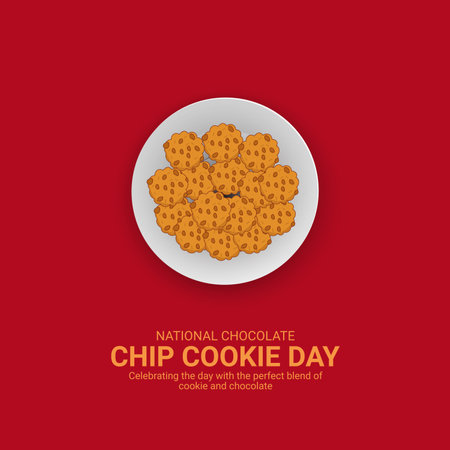 National Chocolate Chip Cookie Day creative ads. National Chocolate Chip Cookie Day. August 4. vector 3d illustrationのイラスト素材