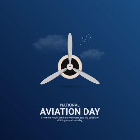 creative Aviation Day ads design. National Aviation Day, Celebrated in United States in August 19, vector, 3d illustrationのイラスト素材
