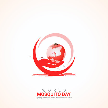 creative Mosquito Day ads design. World Mosquito Day, Mosquito day creative concept vector illustration. August 20, vector, 3d illustrationのイラスト素材