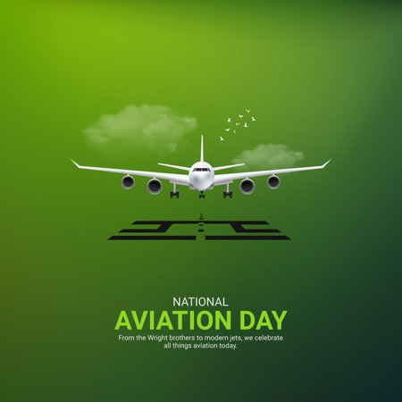 creative Aviation Day ads design. National Aviation Day, Celebrated in United States in August 19, vector, 3d illustrationのイラスト素材