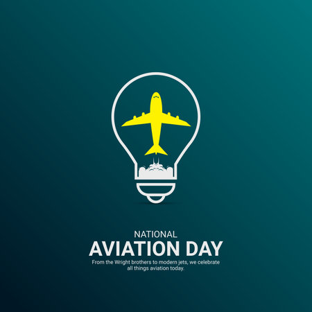 creative Aviation Day ads design. National Aviation Day, Celebrated in United States in August 19, vector, 3d illustrationのイラスト素材