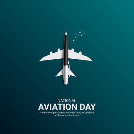 creative Aviation Day ads design. National Aviation Day, Celebrated in United States in August 19, vector, 3d illustrationのイラスト素材
