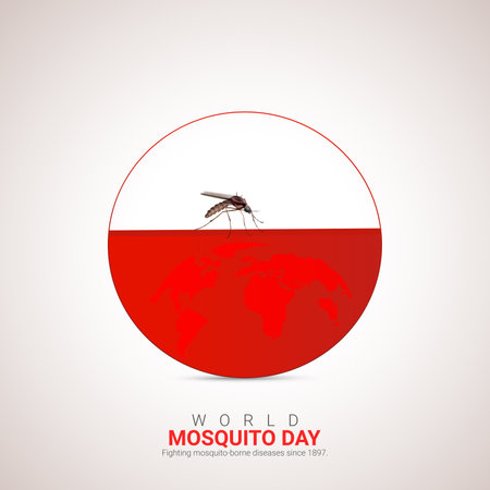 creative Mosquito Day ads design. World Mosquito Day, Mosquito day creative concept vector illustration. August 20, vector, 3d illustrationのイラスト素材