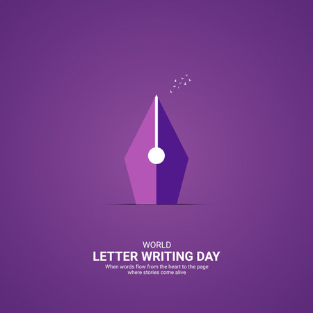 Creative Letter Writing Day ads design. Letter Writing Day, Celebrated in United States in September 1st, vector, 3d illustrationのイラスト素材