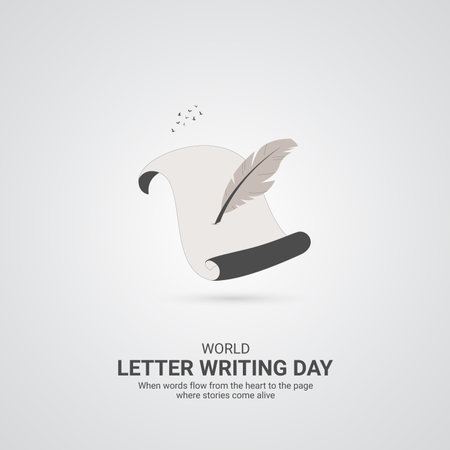 Creative Letter Writing Day ads design. Letter Writing Day, Celebrated in United States in September 1st, vector, 3d illustrationのイラスト素材