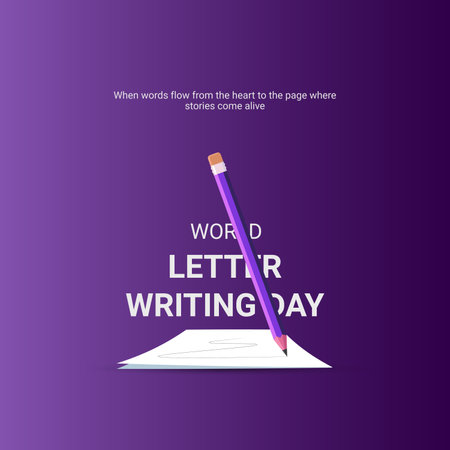 Creative Letter Writing Day ads design. Letter Writing Day, Celebrated in United States in September 1st, vector, 3d illustrationのイラスト素材