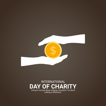 Creative International Day of Charity ads design. International Day of Charity, Celebrated in United States in September 5th, vector, 3d illustrationのイラスト素材