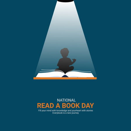 Creative Read a Book Day ads design. National Read a Book Day, Celebrated in United States in September 6st, vector, 3d illustrationのイラスト素材