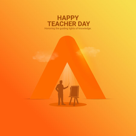 Creative teacher day ads design. World teacher day, Celebrated in United States in September 5th, vector, 3d illustrationのイラスト素材