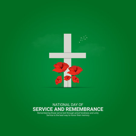 Creative Service and Remembrance ads design. National Day of Service and Remembrance, Celebrated in United States in September 11th, vector, 3dのイラスト素材