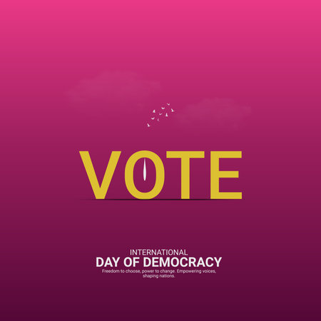 Creative Democracy Day ads design. International Day of Democracy, Celebrated in United States in September 15th, vector, 3d illustrationのイラスト素材