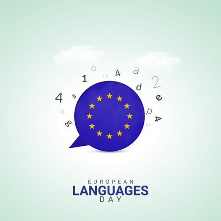 Creative European Languages Day ads design. European Languages Day, Celebrated in United States in September 26th, vector, 3d illustrationのイラスト素材