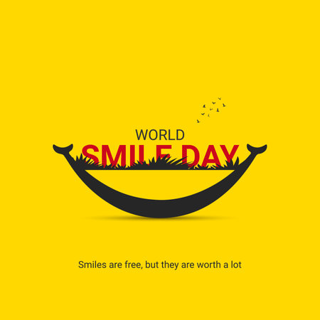 Creative smile day ads design. world smile day, Celebrated in United States in October 7th, vector, 3d illustrationのイラスト素材