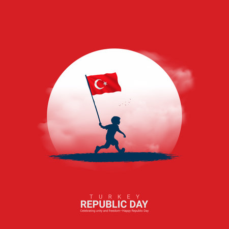 Creative Republic Day of Turkey ads design. Republic Day of Turkey, Celebrated in United States in October 29, vector, 3d illustrationのイラスト素材