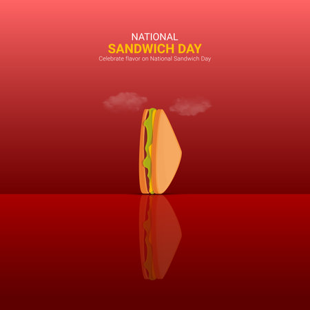 Creative Sandwich Day ads design. National Sandwich Day, Celebrated in United States in November 3, vector, 3d illustrationのイラスト素材