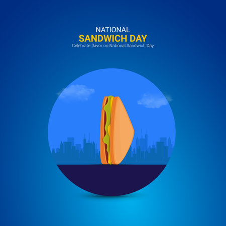 Creative Sandwich Day ads design. National Sandwich Day, Celebrated in United States in November 3, vector, 3d illustrationのイラスト素材