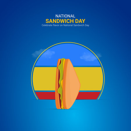 Creative Sandwich Day ads design. National Sandwich Day, Celebrated in United States in November 3, vector, 3d illustrationのイラスト素材