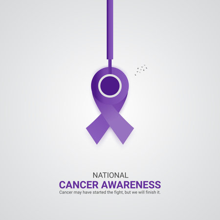 Creative Cancer Awareness Day ads design. National Cancer Awareness day, Celebrated in United States in November 7, vector, 3d illustrationのイラスト素材