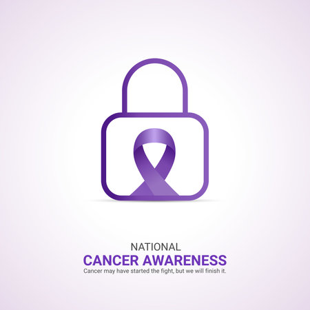 Creative Cancer Awareness Day ads design. National Cancer Awareness day, Celebrated in United States in November 7, vector, 3d illustrationのイラスト素材
