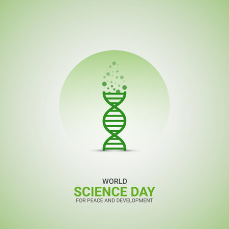Creative Science Day ads design. World Science Day for Peace and Developmen, Celebrated November 10, vector, 3d illustrationのイラスト素材