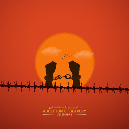 Creative Abolition of Slavery Day ads design. International Day for the Abolition of Slavery, Celebrated December 2, vector, 3d illustrationのイラスト素材