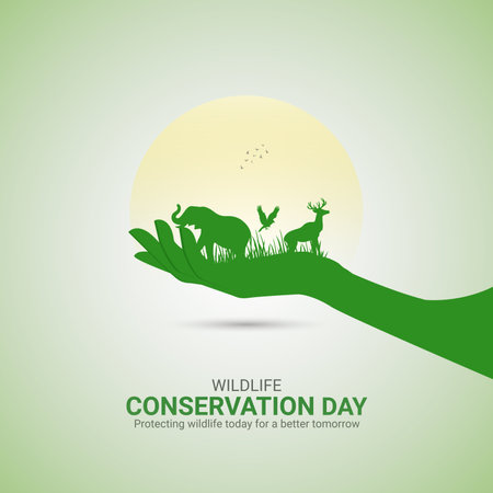 Creative Wildlife Conservation Day ads design. Wildlife Conservation Day, Celebrated December 4, vector, 3d illustrationのイラスト素材