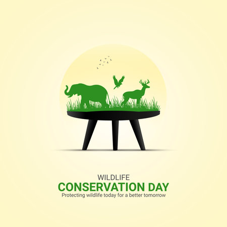 Creative Wildlife Conservation Day ads design. Wildlife Conservation Day, Celebrated December 4, vector, 3d illustrationのイラスト素材