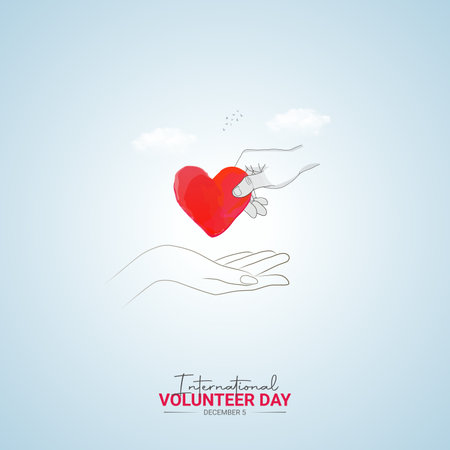 Creative Volunteer Day ads design. International Volunteer Day , Celebrated December 5, vector, 3d illustrationのイラスト素材